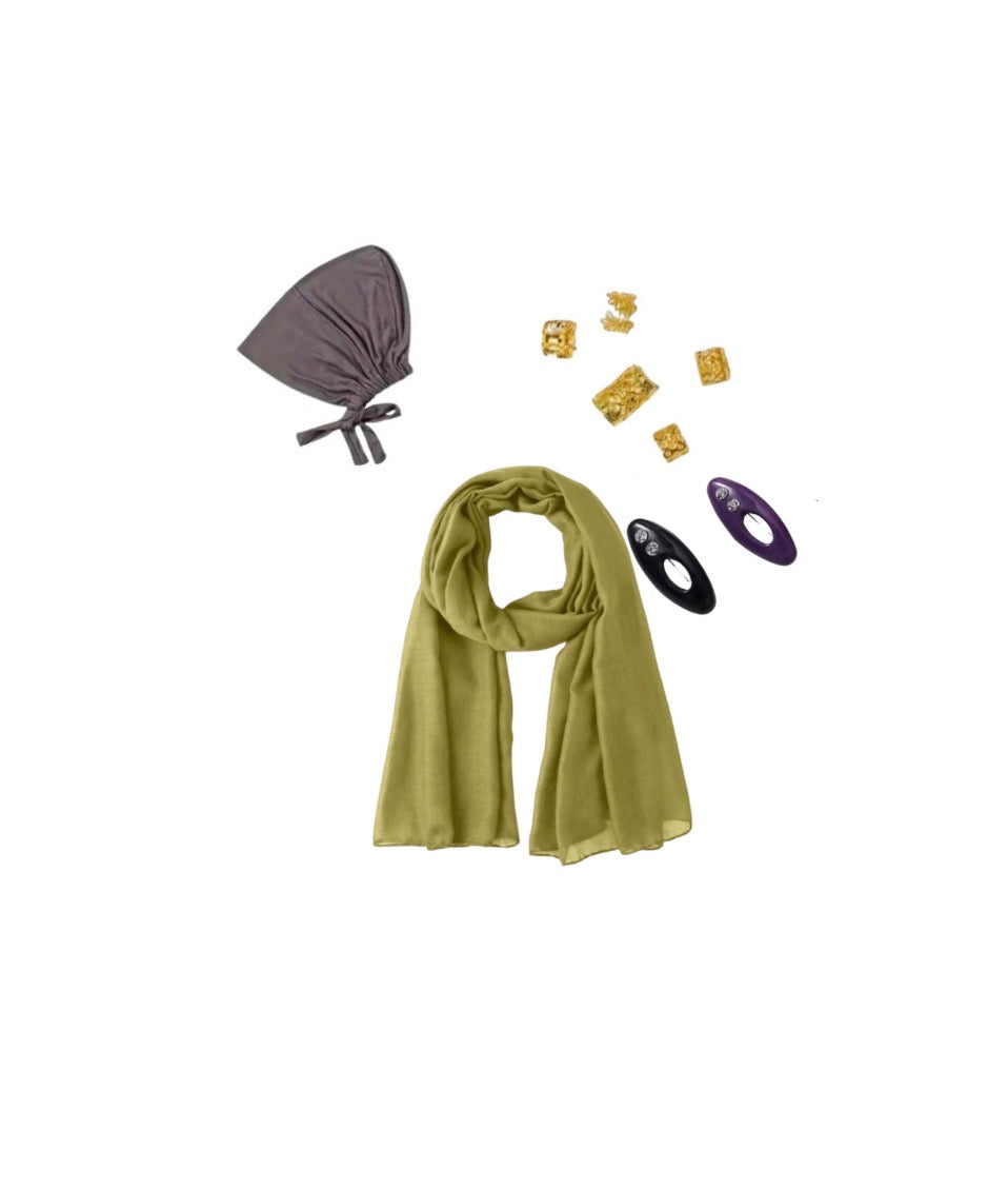 Olive Green Modal Hijab Set
